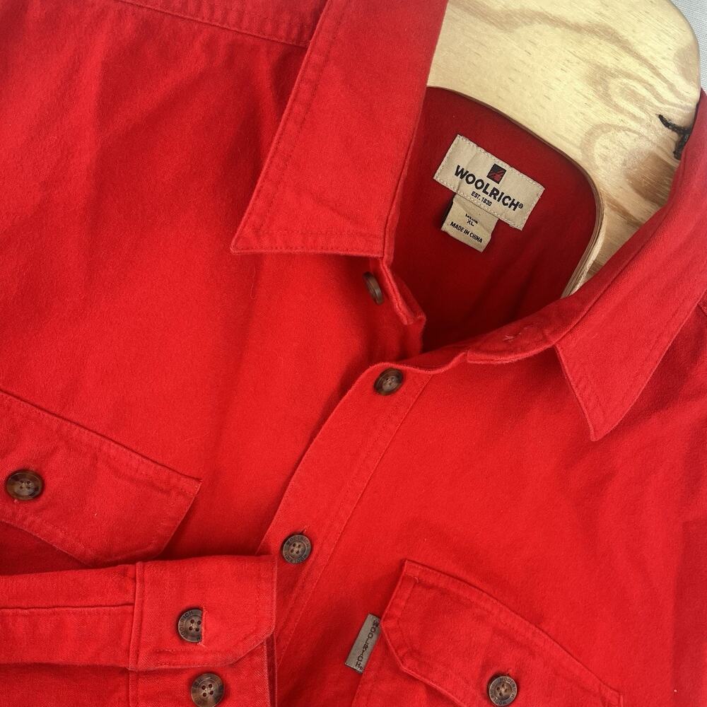 Woolrich Chamois Flannel Long Sleeve Shirt Red Heavy Cotton Men's Size XL